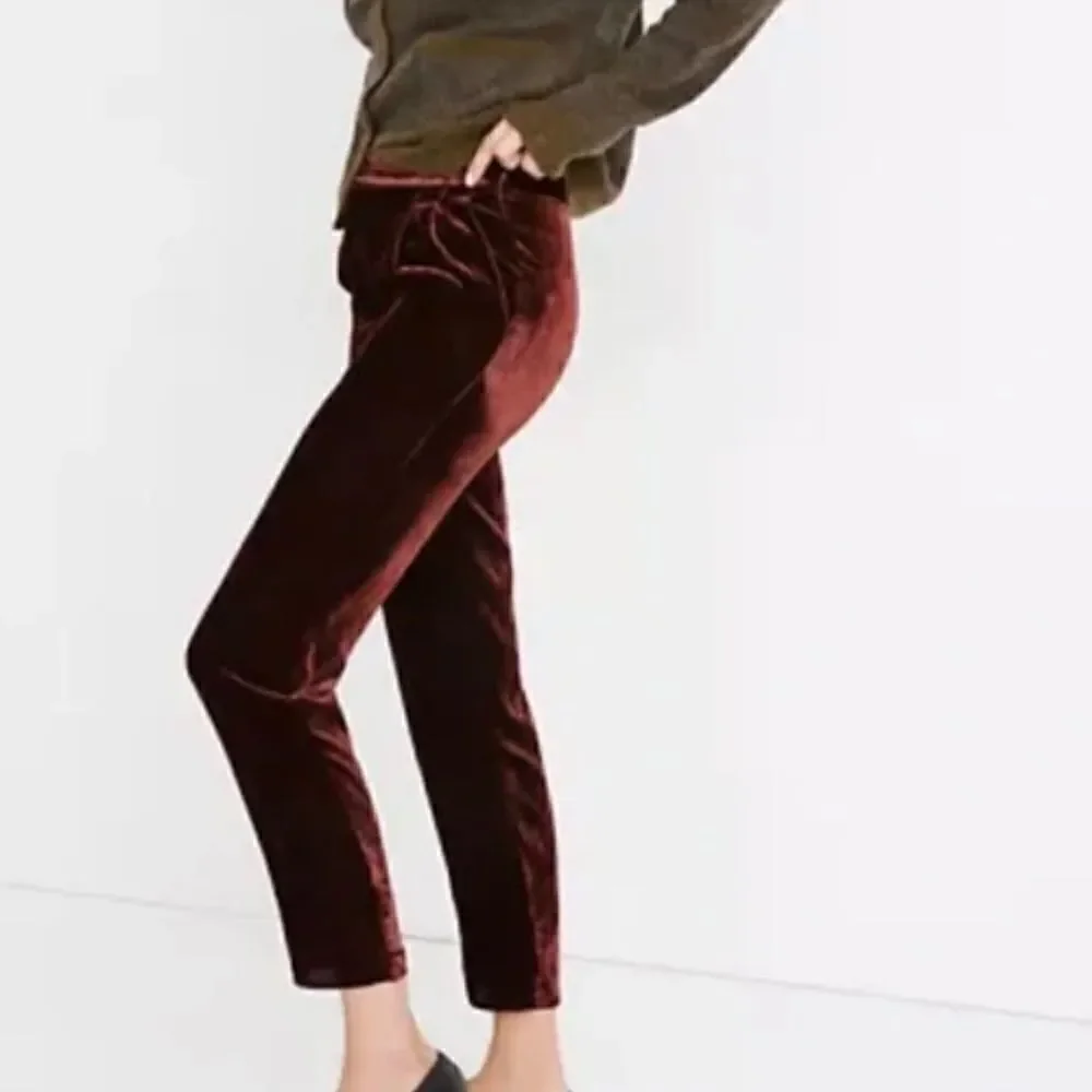Madewell Velvet Tapered Pleat Pull-On Pants S